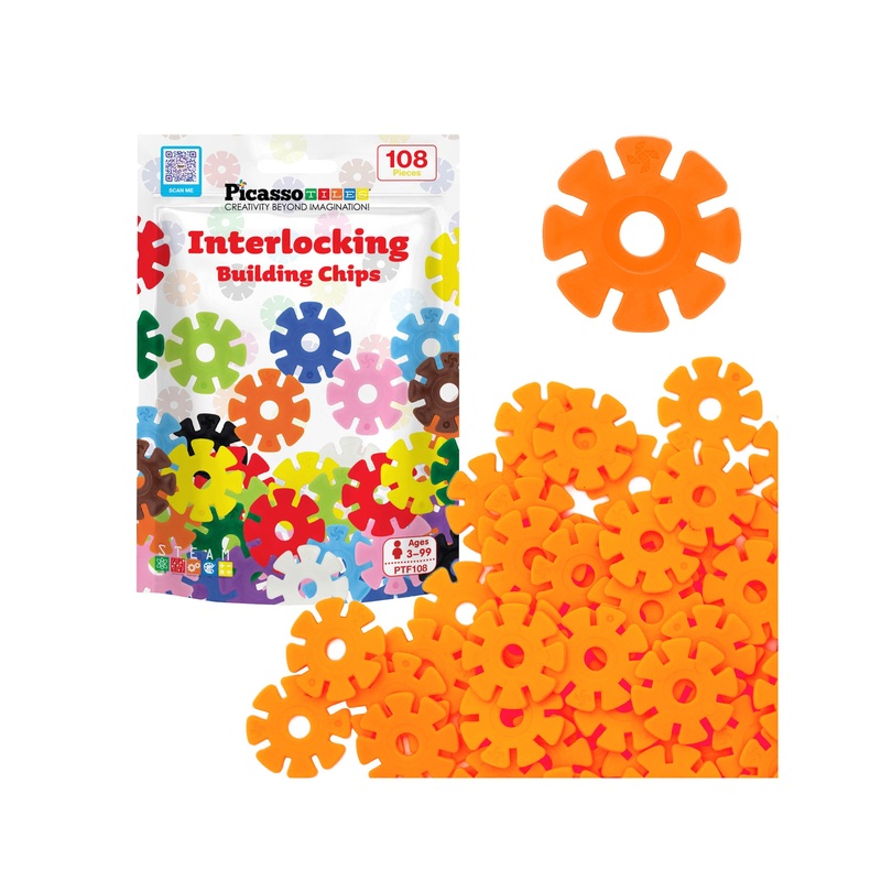 Building Chip Interlocking Disc Construction Blocks in Color Orange