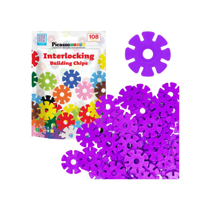 Building Chip Interlocking Disc Construction Blocks in Color Purple