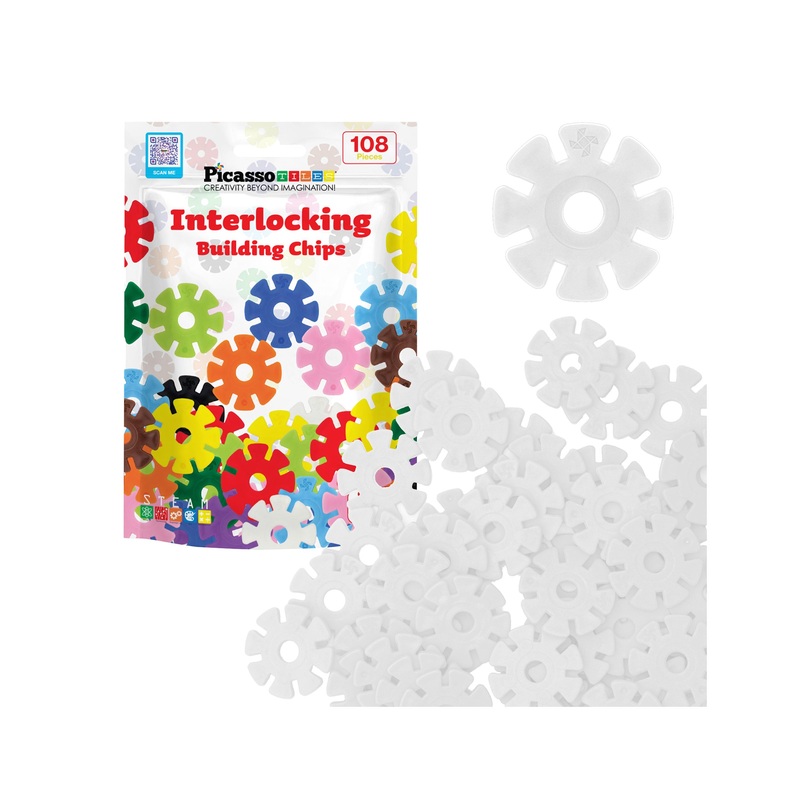 Building Chip Interlocking Disc Construction Blocks in Color White