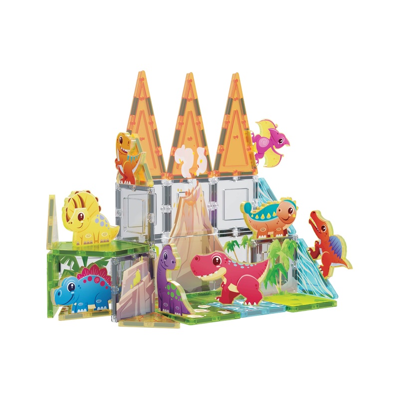 Dino World Magnetic Tiles Adventure Set - 38 Pieces