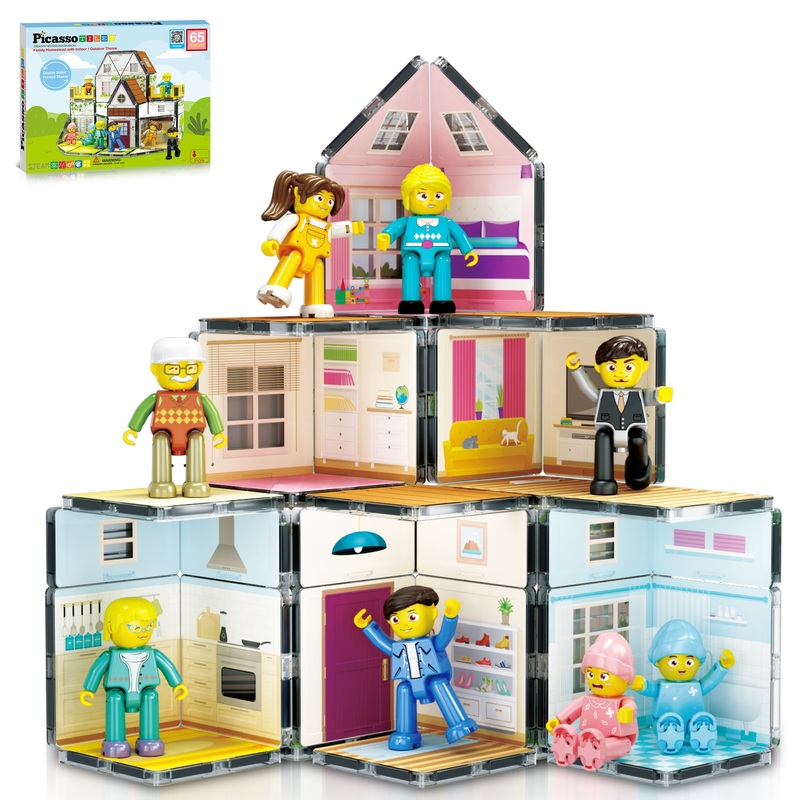 Family Doll House with Character Action Figures