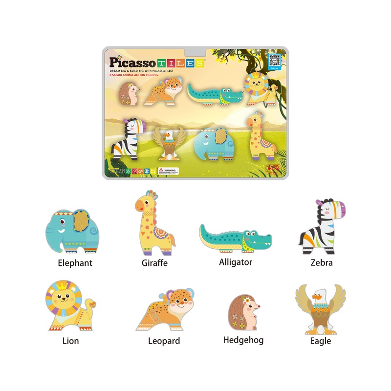 Magnet Building Blocks 8 Safari Animal Action Figures
