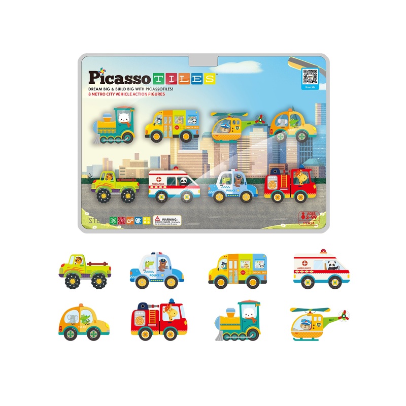 Magnet Building Blocks Metro City 8 Vehicle  Action Figures