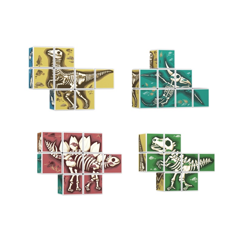 Magnetic Fossil Dinosaur 3D Puzzle Cube Building Blocks