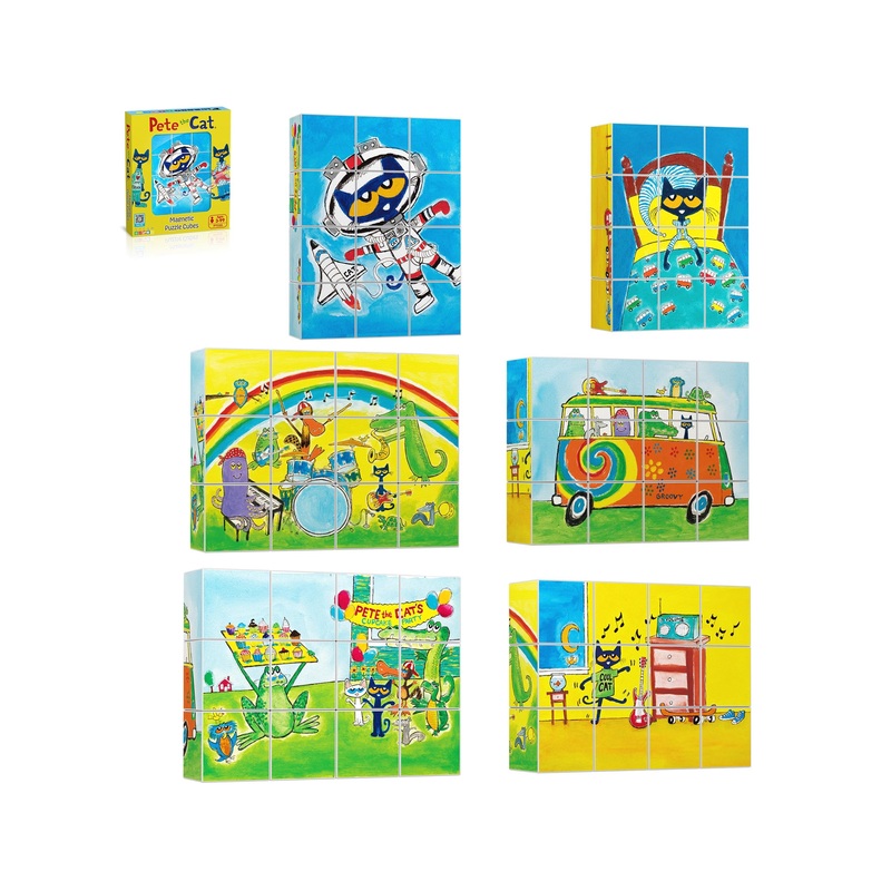 Pete the Cat Magnet Puzzle Building Block Cubes