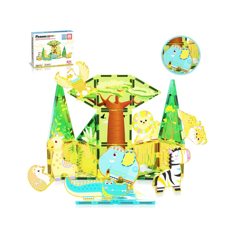 Safari Explorer Magnetic Tile Building Blocks Playset