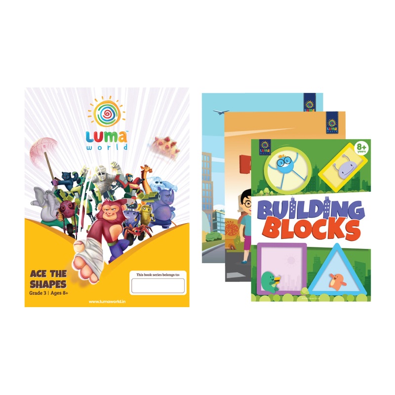 Luma World Grade 3 Math Application Workbooks and Building Blocks: Ace the Shapes | Learn & Practice Geometry and Patterns through Visually Engaging Real Life Application Problems (Bundle of 3 Books)
