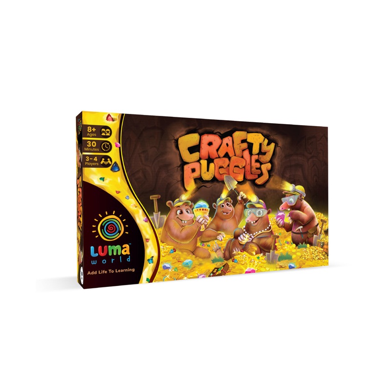 Luma World Crafty Puggles STEM Educational Board Game for Kids 8+ Years to Learn Fractions, Decision Making and Strategy, Tile Placement Game to Collect Hidden Treasure, 30 Minutes and 2 to 4 Players