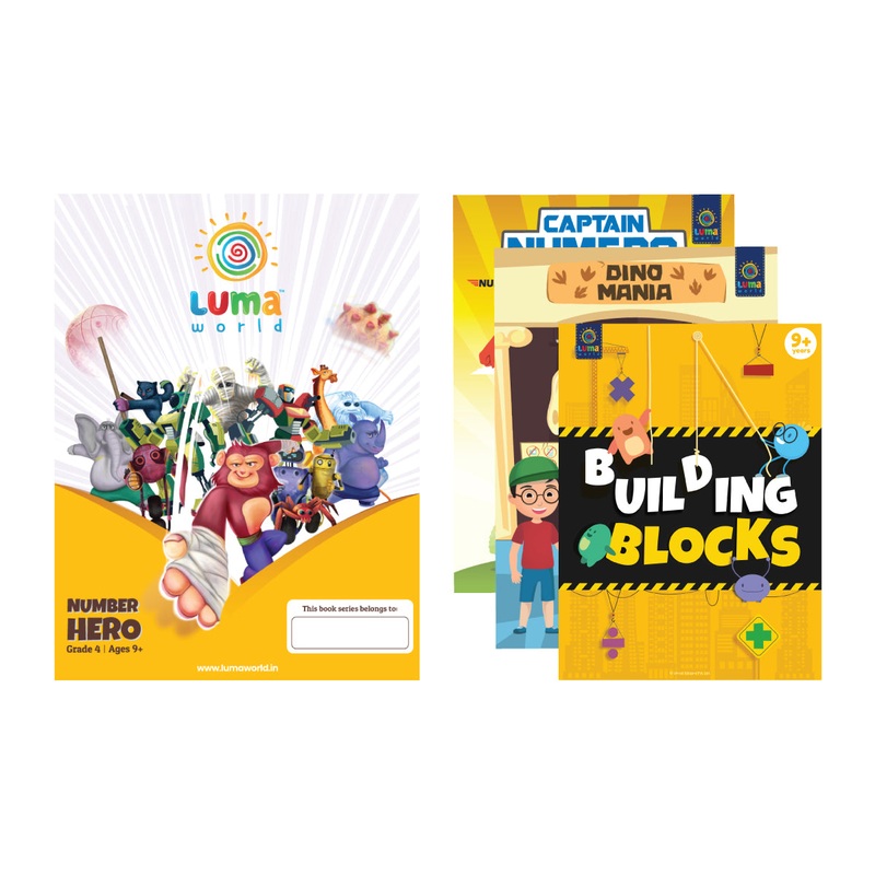 Luma World Grade 4 Math Application Workbooks and Building Blocks: Number Hero | Learn & Practice Numeracy Concepts through Visually Engaging Real Life Application Problems (Bundle of 3 Books)