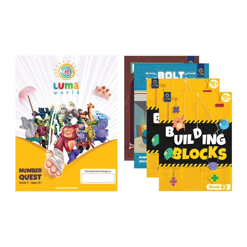 Luma World Grade 5 Math Application Workbooks and Building Blocks: Number Quest | Learn & Practice Numeracy Concepts through Visually Engaging Real Life Application Problems (Bundle of 4 Books)