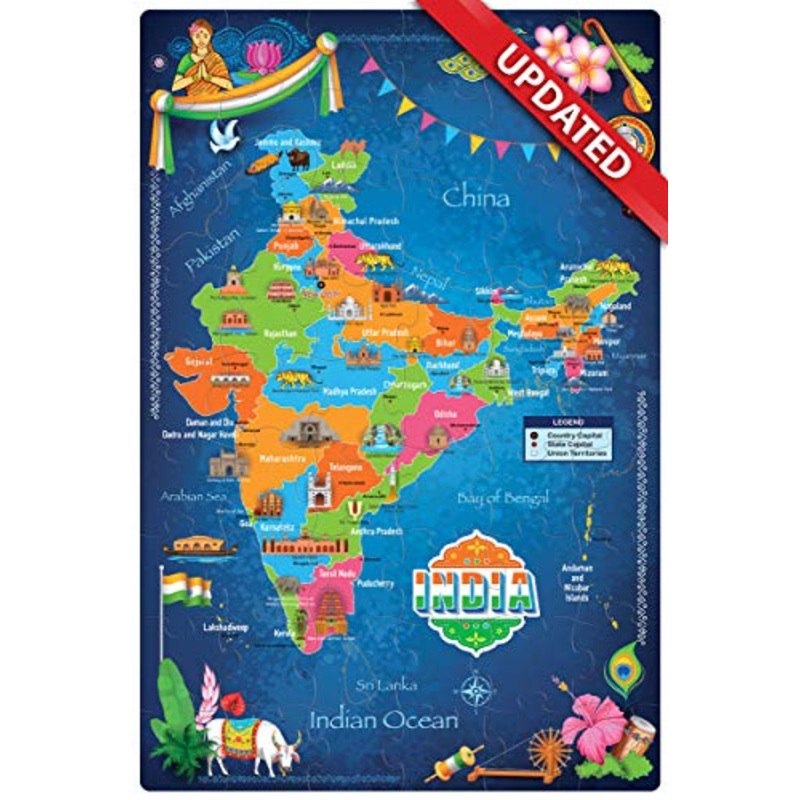 ZiGYASAW India Map States of India Activity Puzzle STEM Toy - Educational Learning Aid for Kids 5 Years and Above