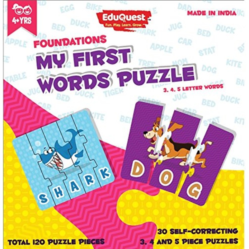 ZiGYASAW Learn to Spell Words Jigsaw Puzzle (Wipe-Clean Surface, 120 Pieces, Great Gift for Girls and Boys - Best for 3,4,5,6,7,8 Year Olds)
