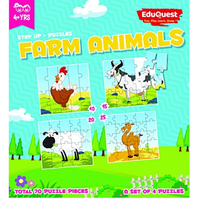ZiGYASAW Step Up Jigsaw Puzzle Farm Animals (Wipe-Clean Surface, Farm Animals Great Gift for Girls and Boys - Best for 3,4,5,6, Year olds)