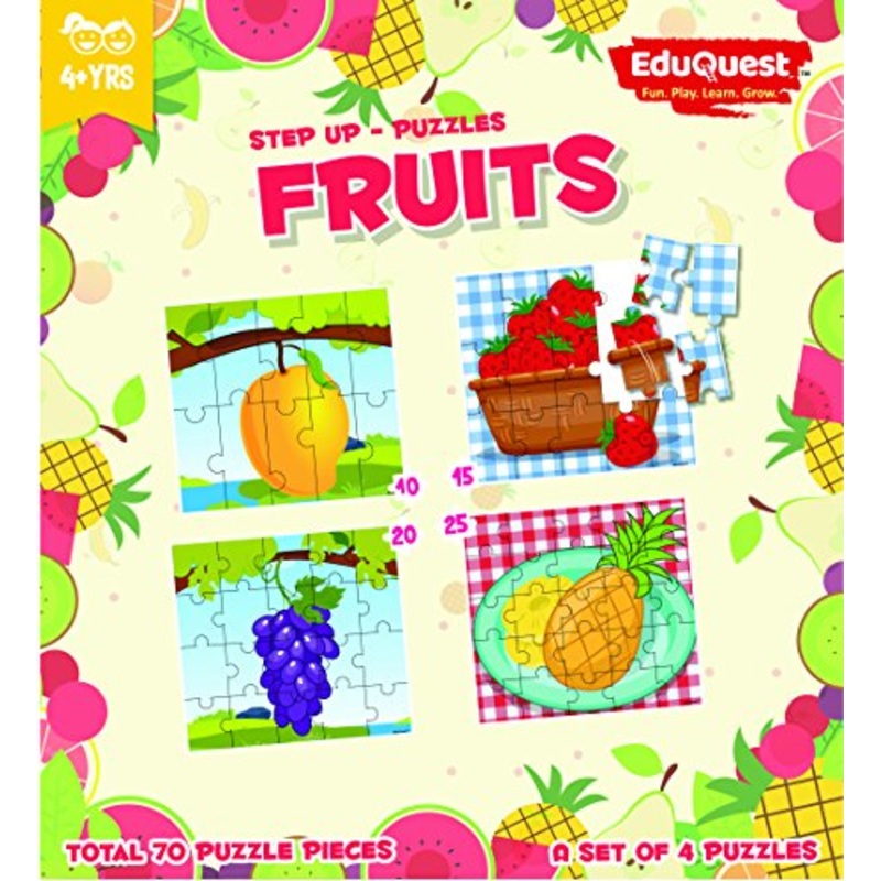ZiGYASAW Step Up Jigsaw Puzzle Fruits (Wipe-Clean Surface, Fruits Great Gift for Girls and Boys - Best for 3,4,5,6, Year olds)