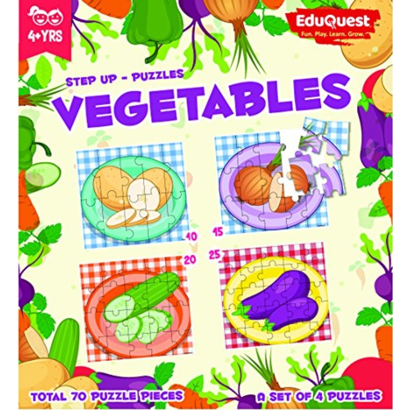 ZiGYASAW Step Up Jigsaw Puzzle Vegetables (Wipe-Clean Surface, Fruits Great Gift for Girls and Boys - Best for 3,4,5,6, Year olds)