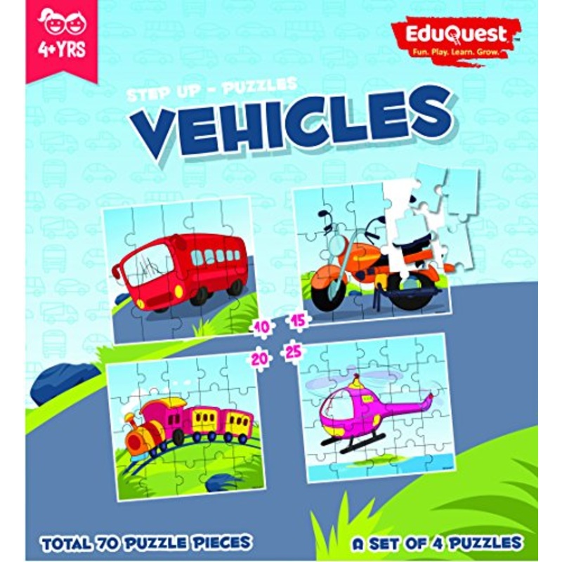 ZiGYASAW Step Up Jigsaw Puzzle Vehicles (Wipe-Clean Surface, Vehicles Great Gift for Girls and Boys - Best for 3,4,5,6, Year olds)