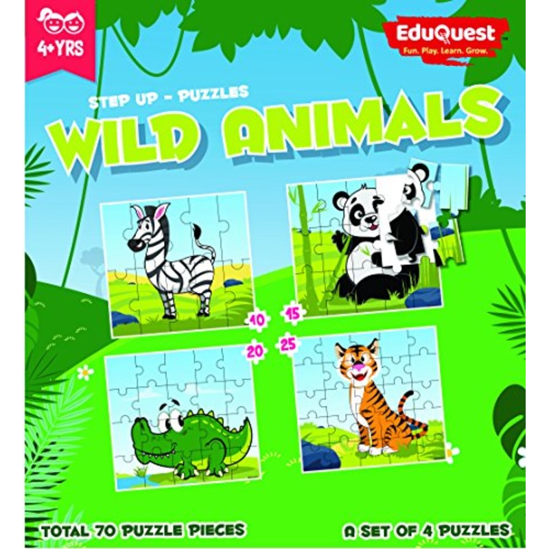 ZiGYASAW Step Up Jigsaw Puzzle Wild Animals (Wipe-Clean Surface, Wild Animals Great Gift for Girls and Boys - Best for 3,4,5,6, Year olds)