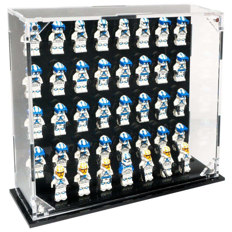 Desktop Podium for 39 Minifigures -  Removable magnetic panel