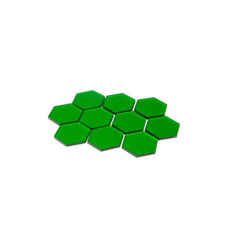 Transparent Green 34mm Hex Tiles (10)