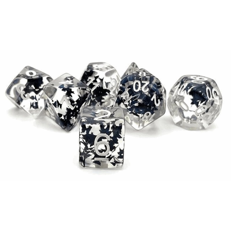 Black Butterfly | Resin Inclusion Dice | 7 Piece Set