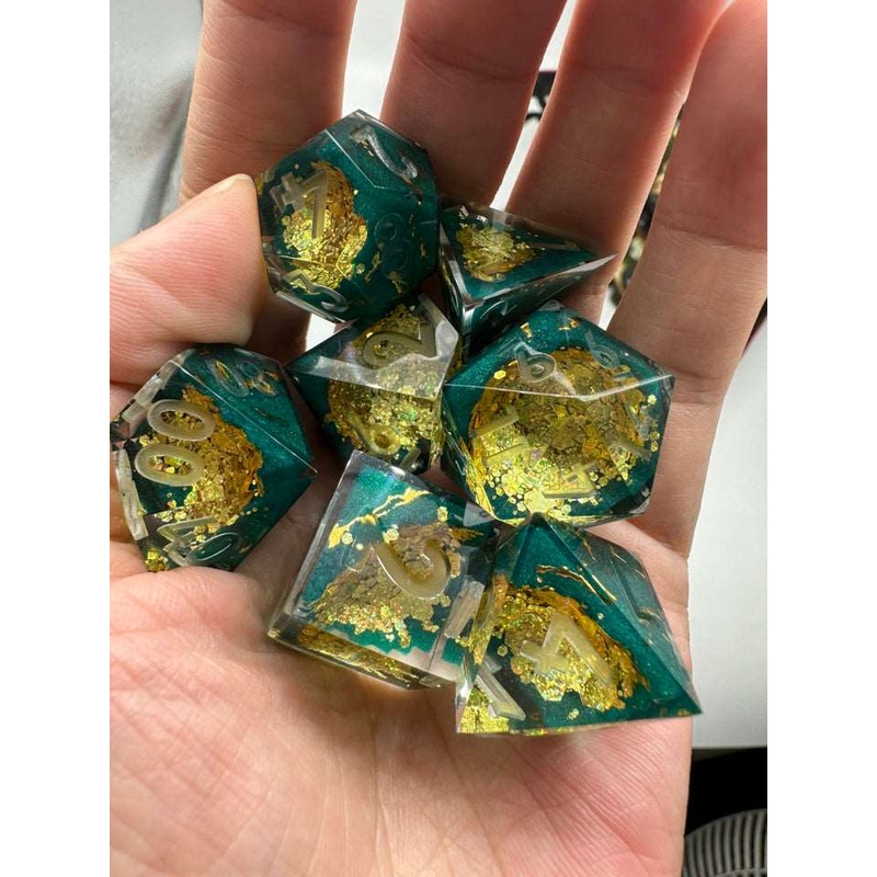 Aurelian Verdure | Geode Dice | 7 Piece Set