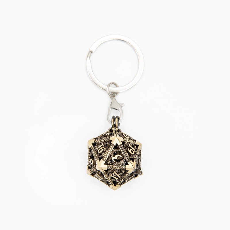 Wyvern's Vault | D20 Keyring w/Mini Dice | Bronze