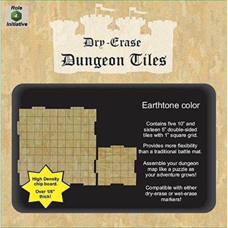 Dry Erase Dungeon Tiles, Earthtone - Pack of 5 10 and 16 5 square tiles
