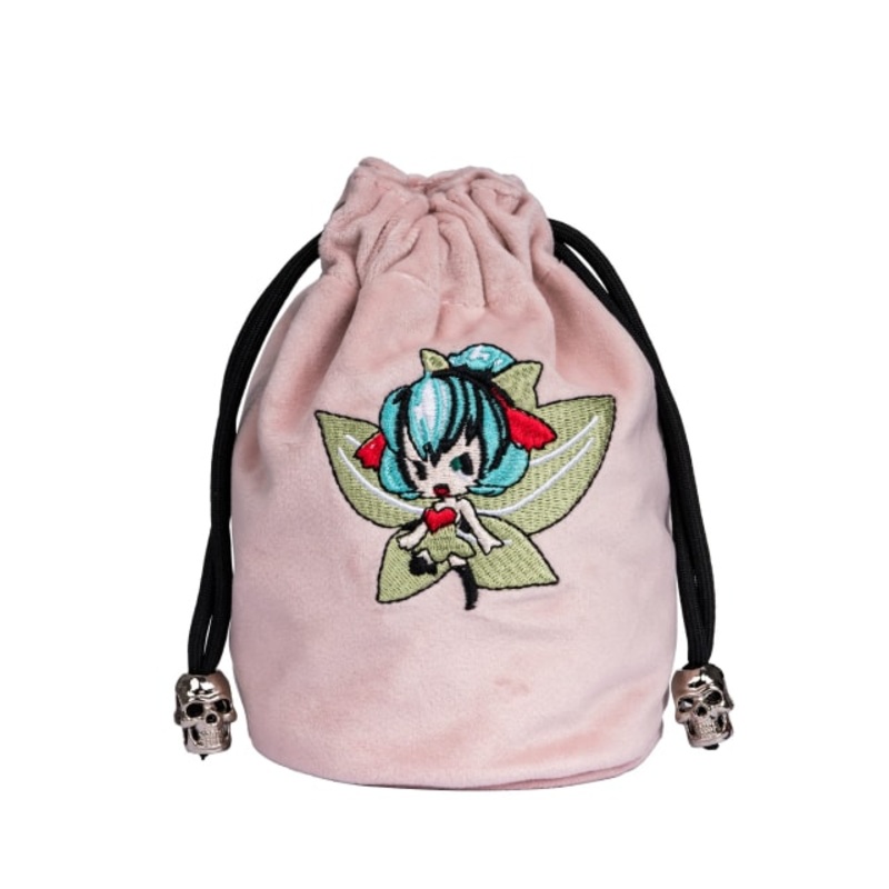 Pixies Pouch | Flannel Drawstring Dice Bag | Pink