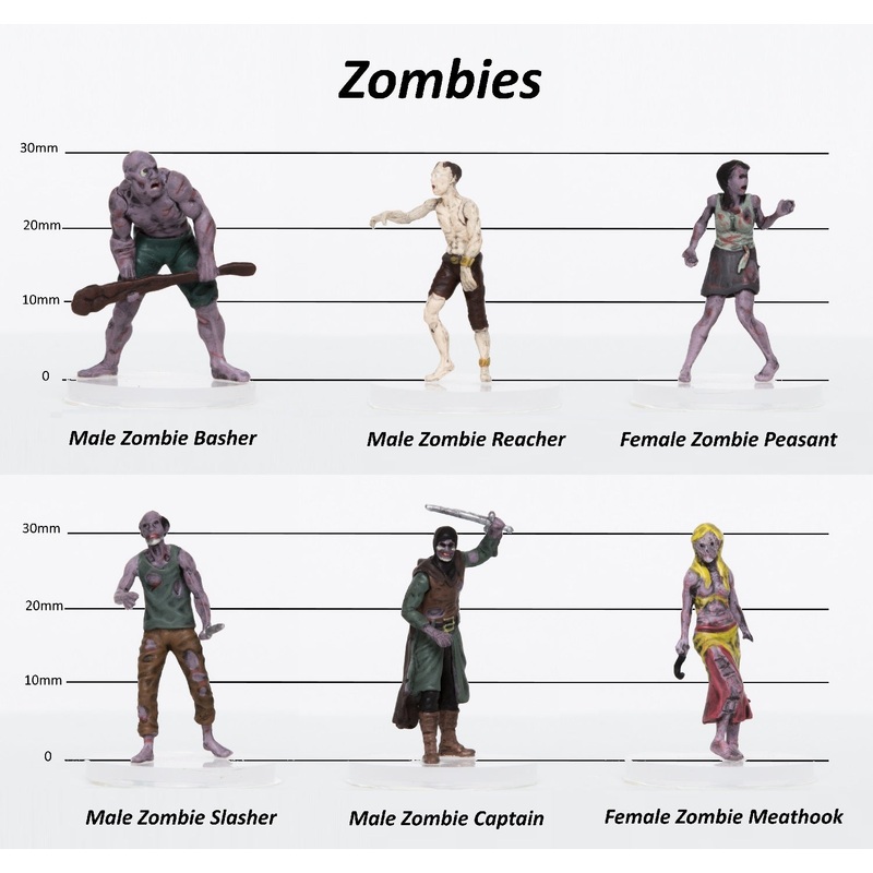 Zombies Party of 6 - Set A - 28mm Plastic Minis