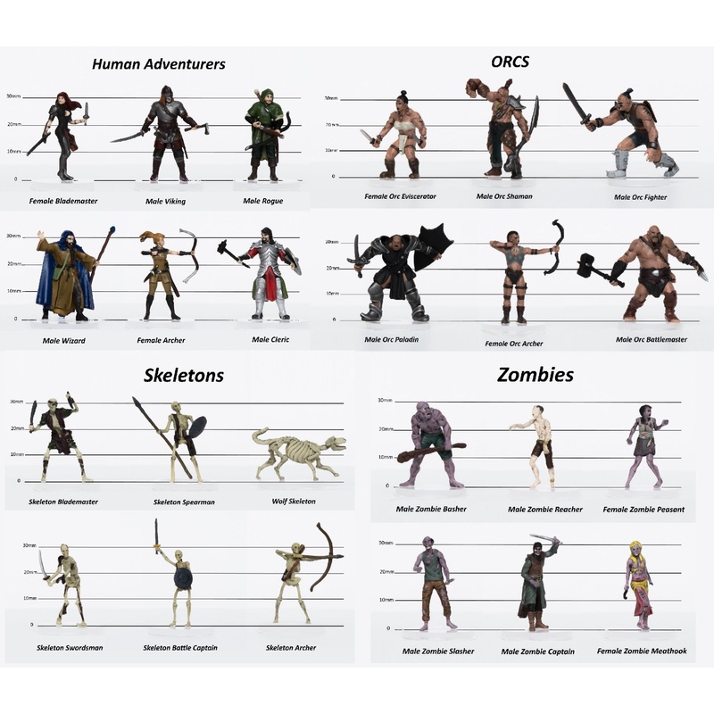 Assorted Pack of 10 Characters & Creatures - 28mm Plastic Minis