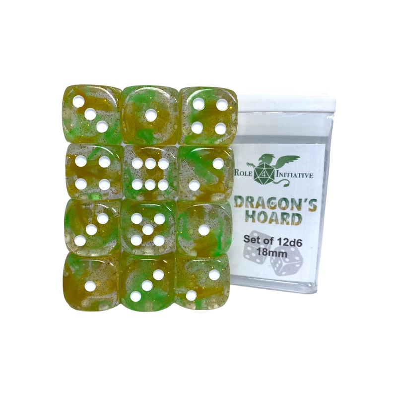 Diffusion Dragons Hoard - Set of 12d6 pips 18mm Dice
