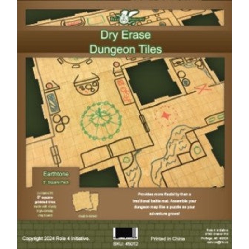 Dry Erase Dungeon Tiles, Earthtone - Pack of 36 5 square tiles