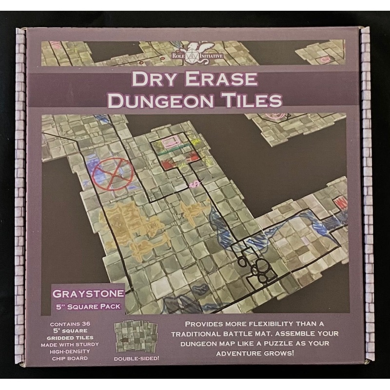 Dry Erase Dungeon Tiles, Graystone - Pack of 5 10 and 16 5 square tiles