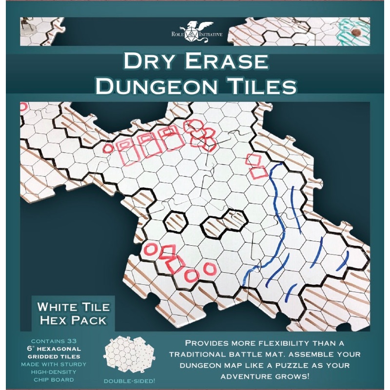 Dry Erase Dungeon Tiles, White - Pack of 33 6 hex tiles