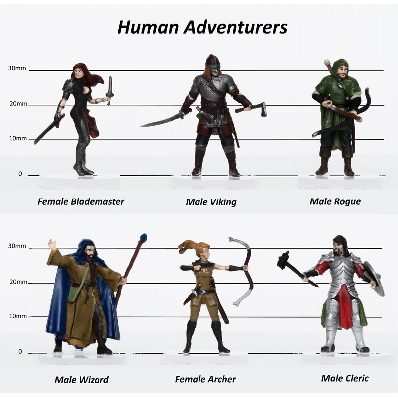 Human Adventurers Party of 6 - Set A - 28mm Plastic Minis
