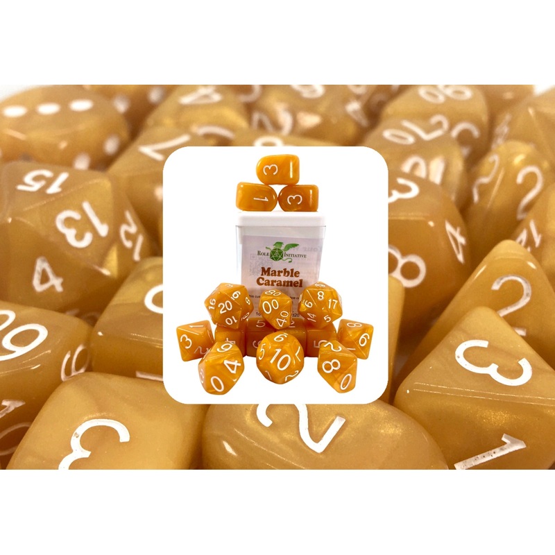 Marble Caramel Dice - Set of 15 w/ Arch'd4