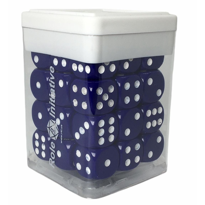 Opaque Dark Blue w/ White Ink - Set of 36d6 pips 14mm Dice