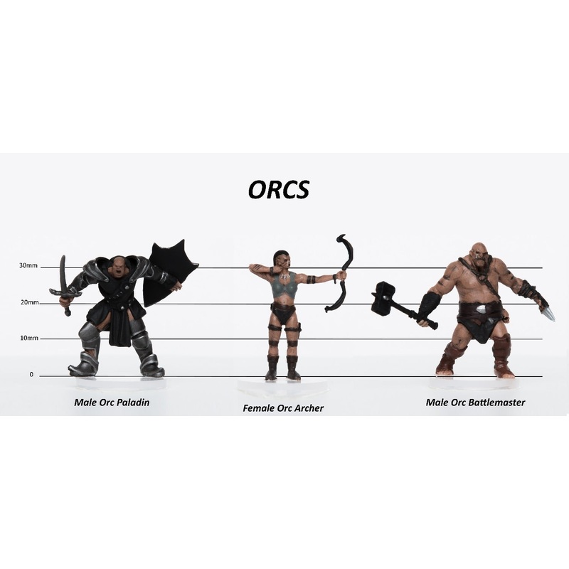 Orcs Group of 3 - Set B - Archer, Paladin, Battlemaster - 28mm Plastic Minis