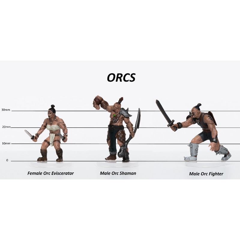 Orcs Group of 3 - Set C - Eviscerator, Shaman, Warrior - 28mm Plastic Minis