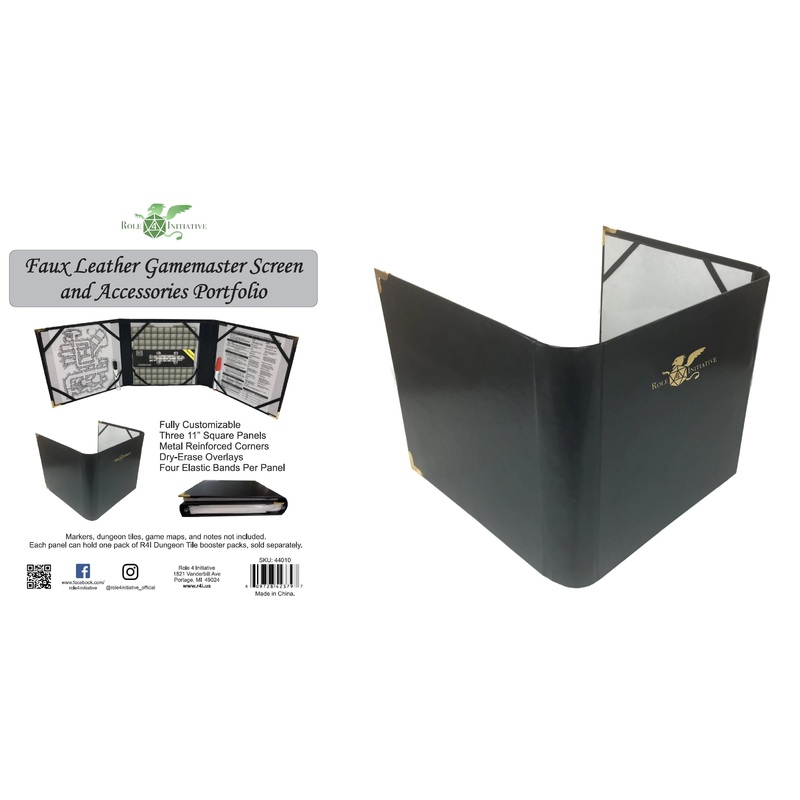 Three-panel faux leather DM screen / accessories folder