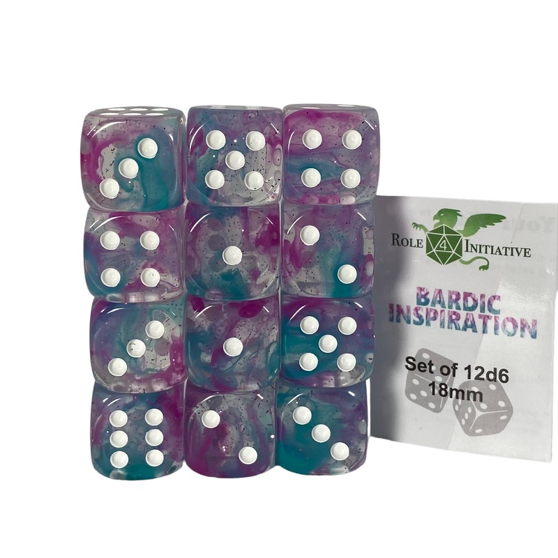 Diffusion Bardic Inspiration - Set of 12d6 pips 18mm w/ all pips