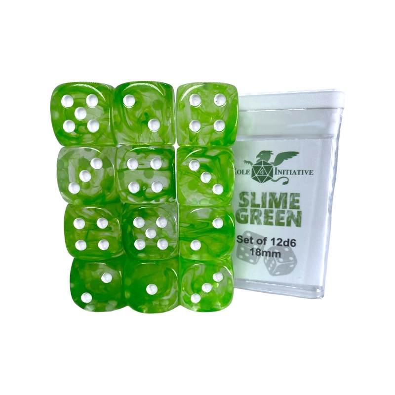 Diffusion Slime Green - Set of 12d6 pips 18mm