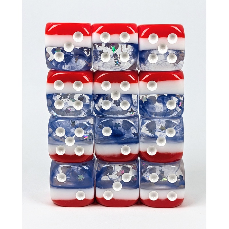 Diffusion Stars & Stripes- Set of 12d6 pips 18mm