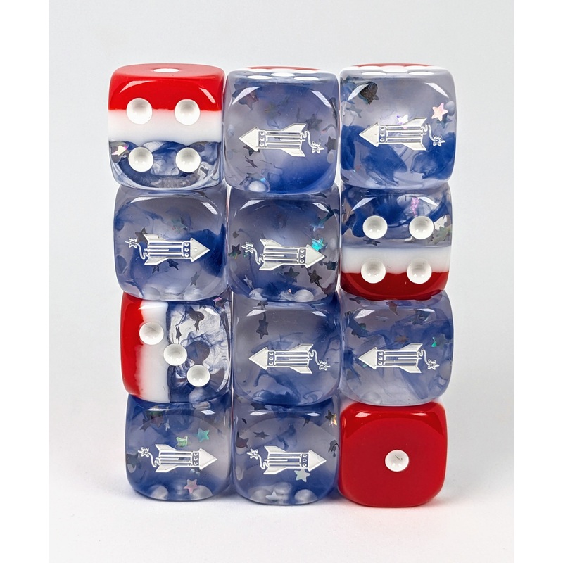 Diffusion Stars & Stripes- Set of 12d6 pips 18mm w/ symbol