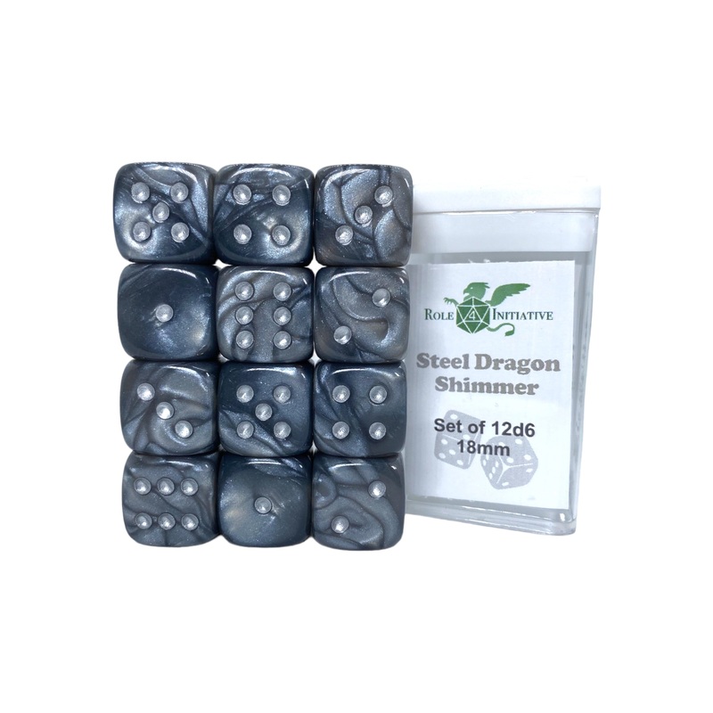 Emerald Dragon Shimmer Dice - Set of 12d6 pips 18mm
