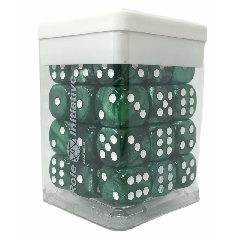 Marble Green Dice - Set of 36d6 pips 14mm