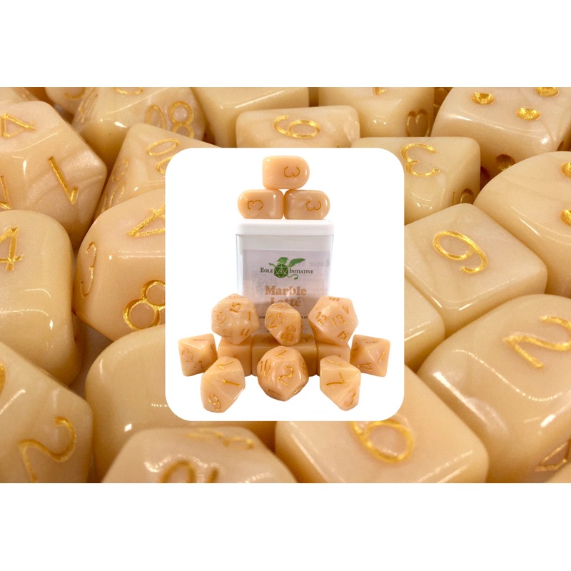 Marble Latte Dice - Set of 15 w/ Arch'd4