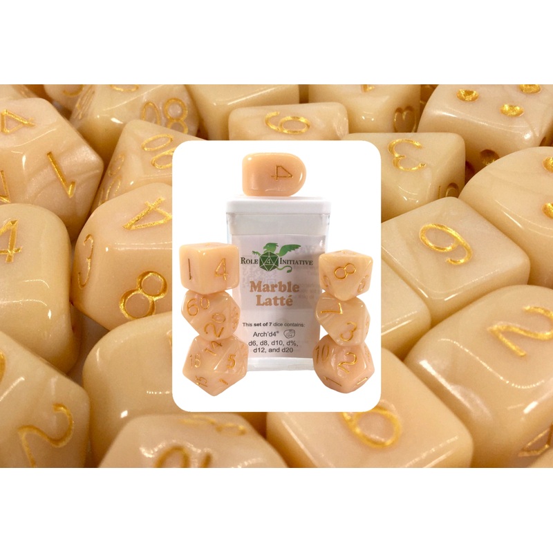 Marble Latte Dice - Set of 7 w/ Arch'd4