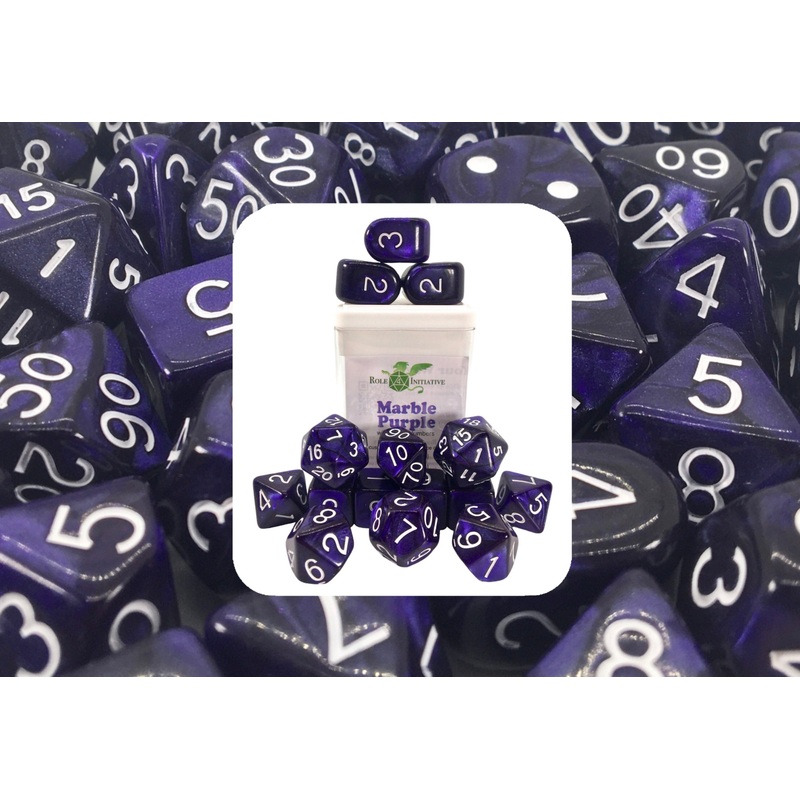 Marble Purple Dice - Set of 15 w/ Arch'd4