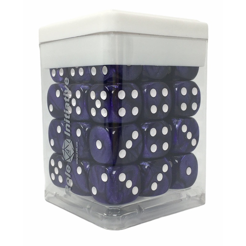 Marble Purple Dice - Set of 36d6 pips 14mm